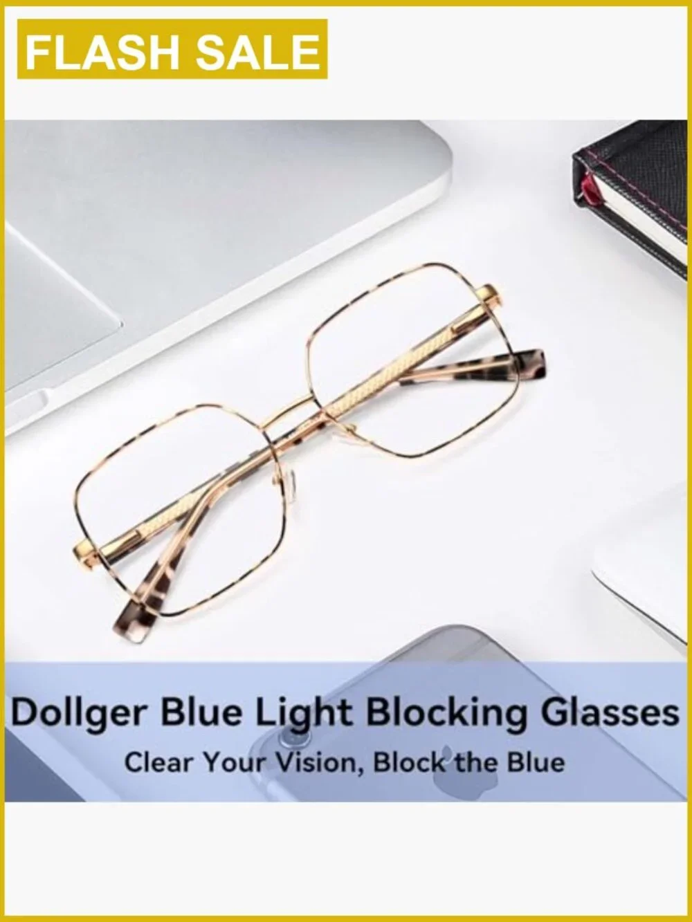Oversized Square Blue Light Blocking Glasses for Work Gaming
